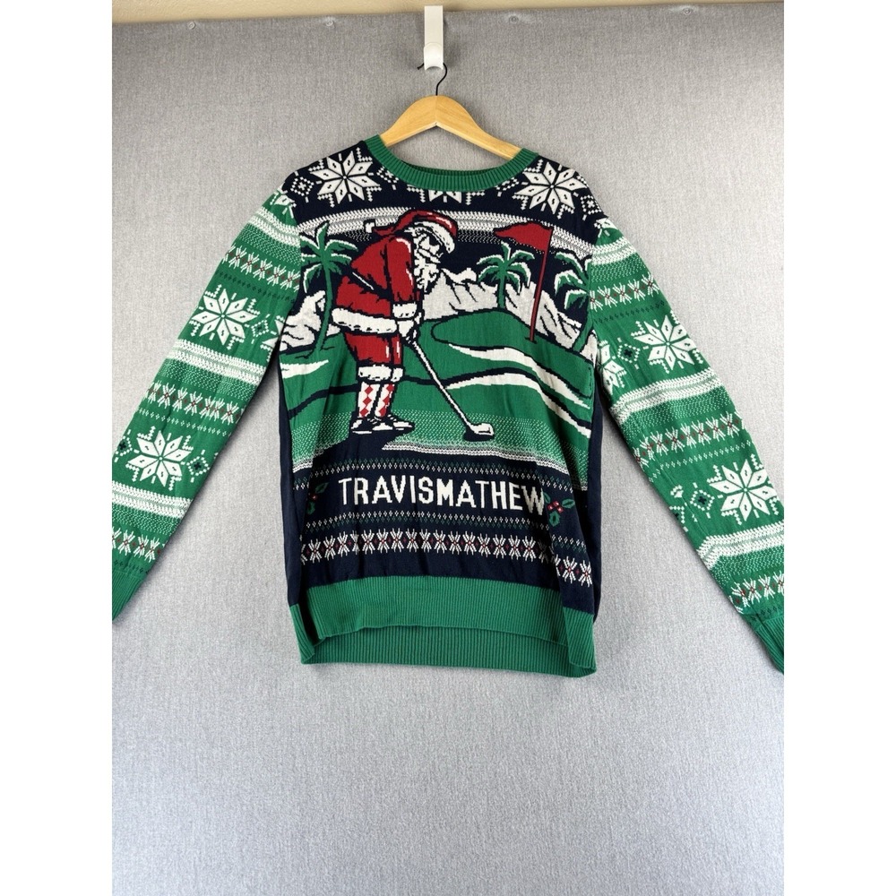 TravisMathew Ugly Christmas Sweater Santa Golf Large‎ Holiday Pullover Knit